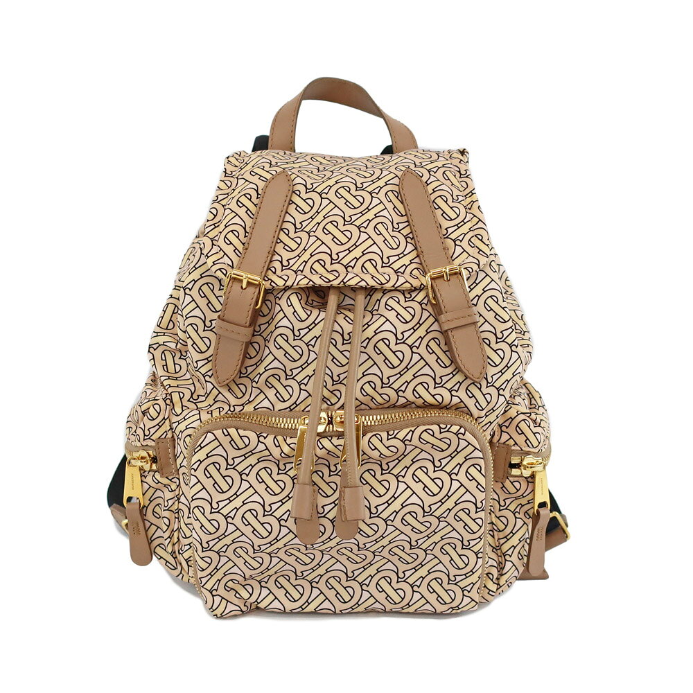 樂天商城 - 【天白】【BURBERRY】バーバリー リュックサック TBロゴ 総柄 バックパック ナイロン レザーベージュ系 ゴールド金具 鞄 レディース【中古】