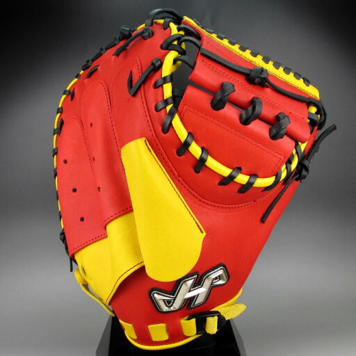 ハタケヤマ HATAKEYAMA 一般軟式捕手用右投げ 限定モデル 2019 PRO-288(D)赤×黄 型付け済み ハタケヤマ HATAKEYAMA 一般軟式捕手用右投げ 限定モデル 2019 PRO-288(D)赤×黄 型付け済み