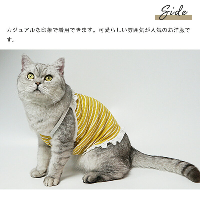 【在庫処分】 猫 服 キャミソール ストライプ...の紹介画像3