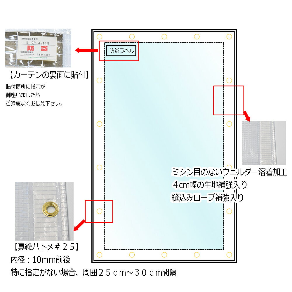 ビニールカーテン 屋外 ビニールシート 透明 0.37mm厚　幅95-190cmx高さ105-125cm