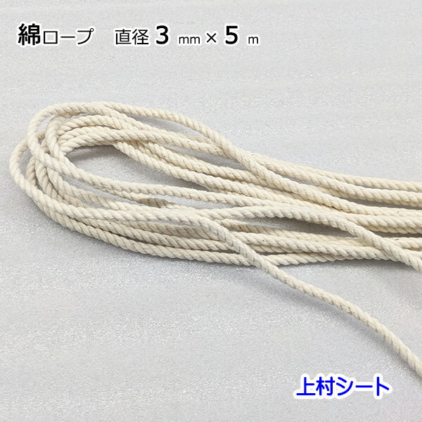 綿ロープ 直径3mmx長さ5m