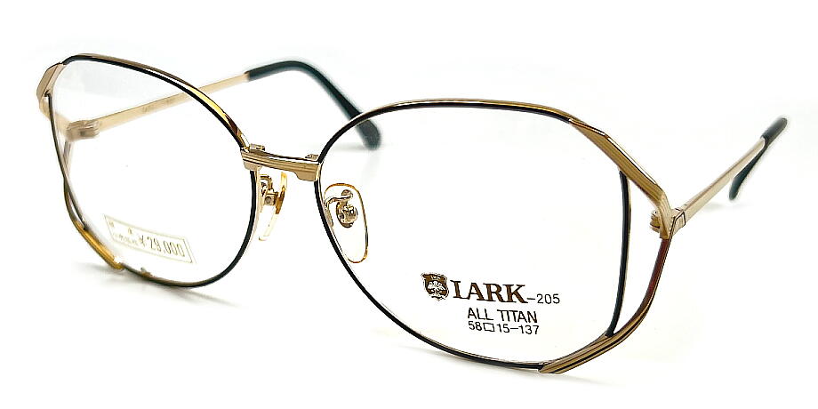Rakuten - ヴィンテージ 婦人メタル メガネフレーム LARK 205 58mm チタン ゴールド/ブラック 昭和 レトロ モダン 現品限り