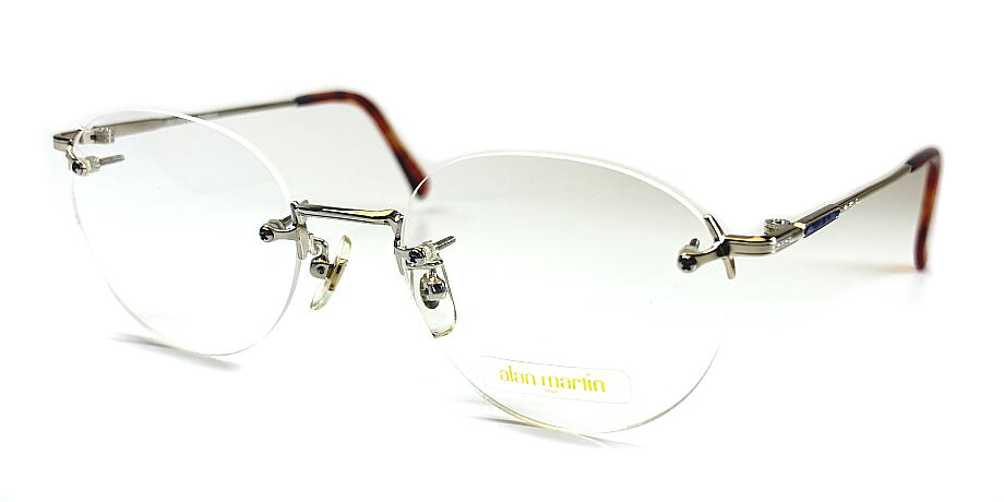Glasses - ヴィンテージ ツーポイント alan martin AM-502 BAMBINA ゴールド フチナシ オート ティアドロップ メガネフレーム 現品限り