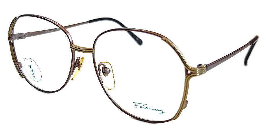 乐天商城 - ヴィンテージ 婦人メタル メガネフレーム Fairway F-2004 53mm チタン ベージュ 昭和 レトロ モダン 現品限り