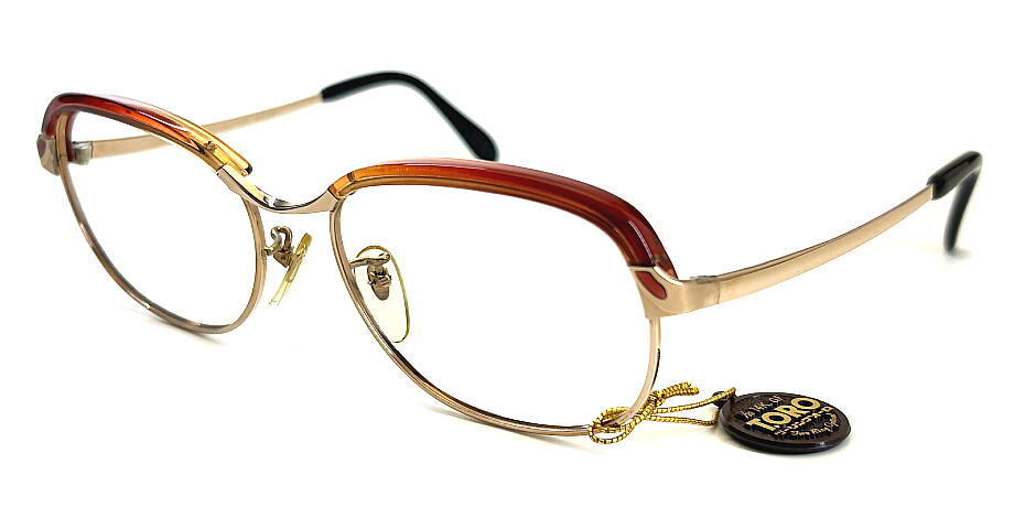 Paul Smith - ヴィンテージ 婦人メタル ブローライン メガネフレーム T.D ツーダイヤ K808 T.ORO ツーリングオーロ 14KGF 1/20 金張り 52mm ゴールド/ブラウン 昭和 レトロ モダン 現品限り