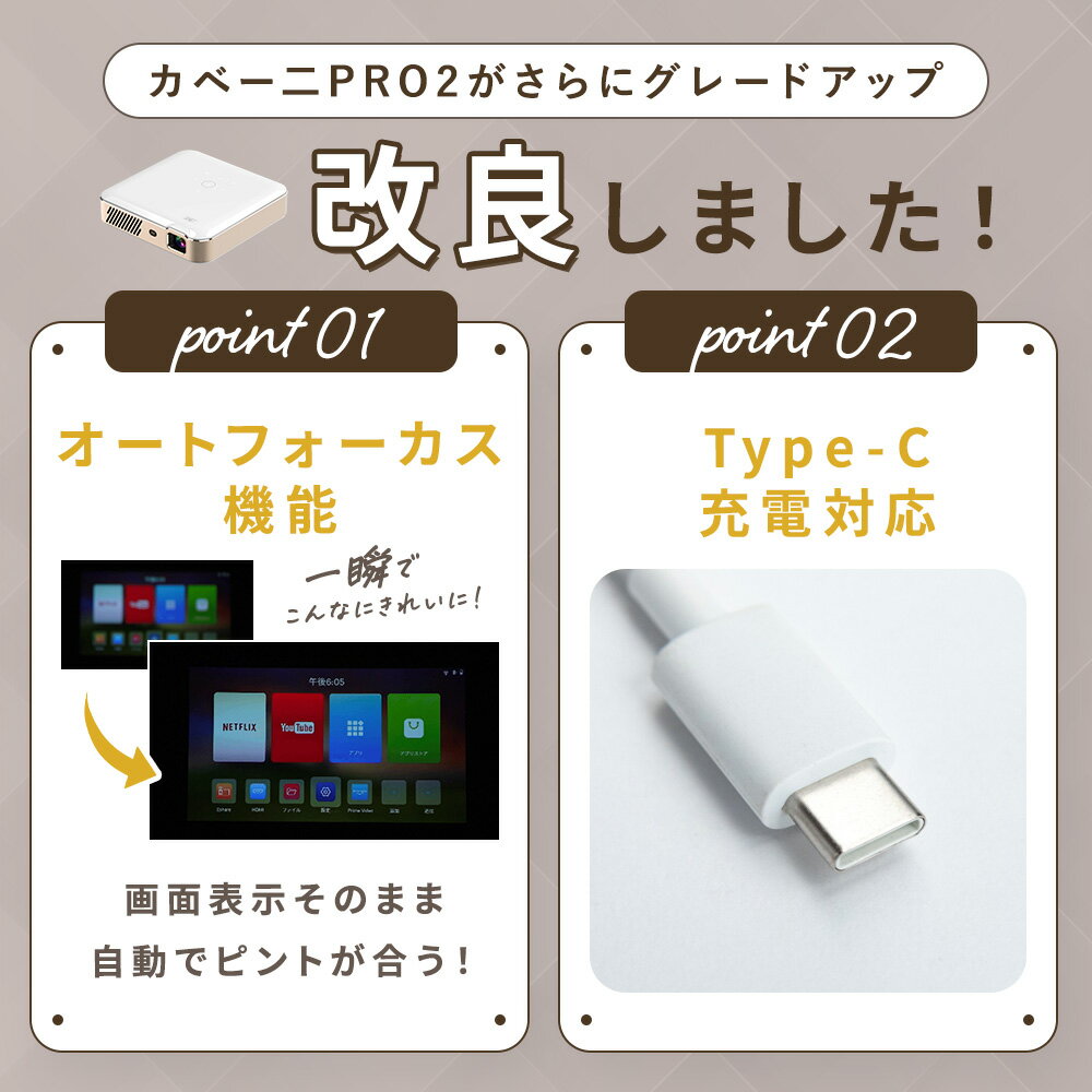 【6/4 20時～15000円OFF】 カベーニPRO2 2025モデル フルHD モバイル プロジェクター 小型 ワイヤレス 天井 ホームシアター 壁 家庭用 コンパクト プロジェクター Bluetooth スマホ WiFi HDMI DVD ビジネス モバイルプロジェクター 小型プロジェクター ホームプロジェクター