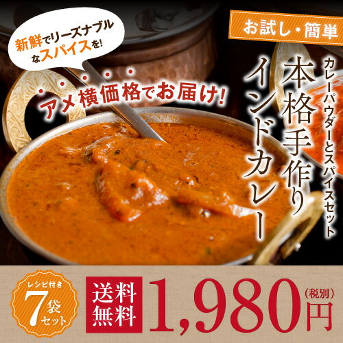 【送料無料・同梱包可能】お試し・簡単 本格手作りインドカレーをカレーパウダーとスパイス原形セット【smtb-t】【あす楽対応】 カレー粉 レシピ　ネコポス使用の場合あり