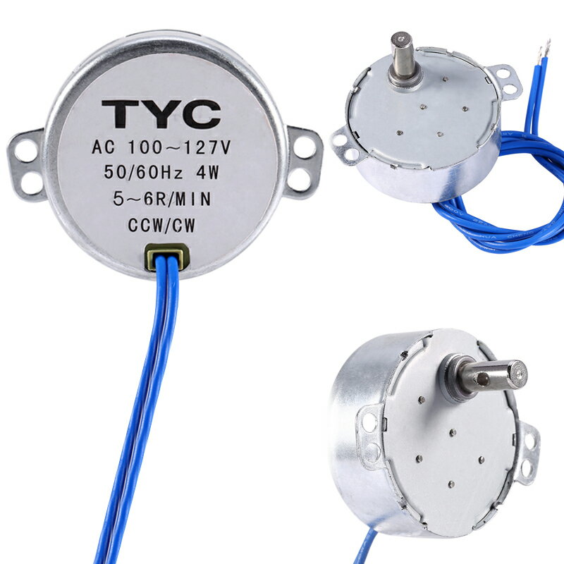 シンクロモーター 同期モーター AC 110V CCW/CW駆動モーター 定格周波数 回転速度不変 コイル焼損なし 自働回転方向逆転 低消費電力 低騒音(AC110V 5-6RPM、1個入り) 送料無料