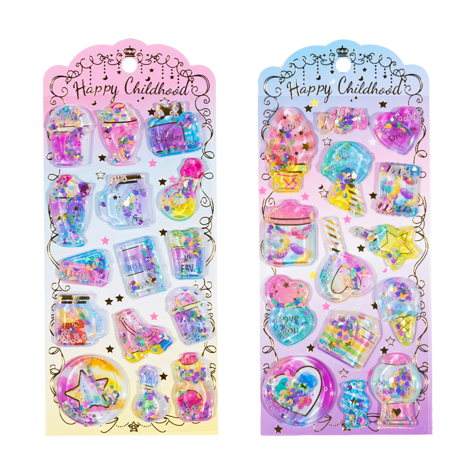 水入りシール ぷっくり ウォーターシール 3D 立体 2 枚入り 精巧な柄 手帳用装飾 DIY クリエイティブ ファッション 個性的 かわいい ギフト 送料無料のサムネイル