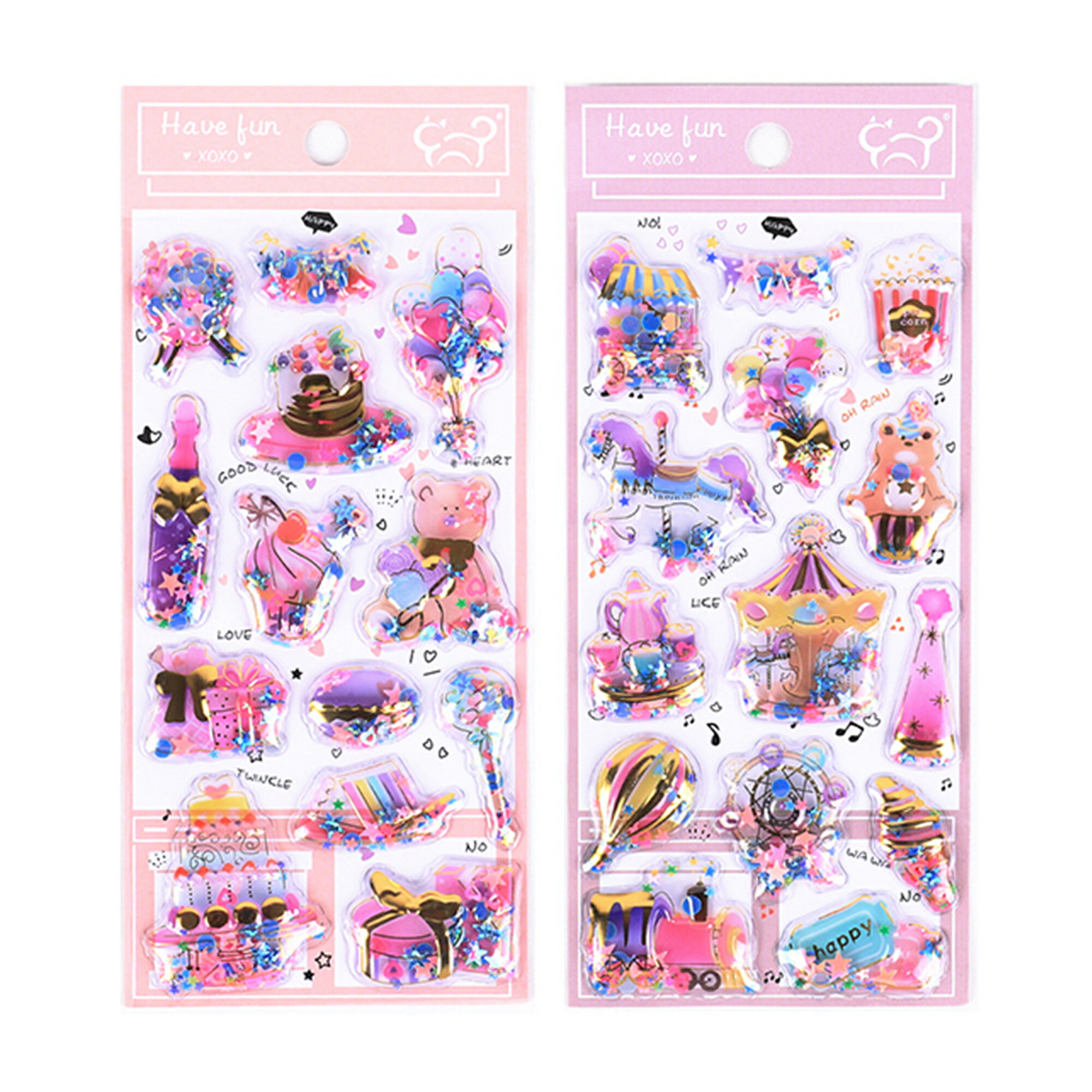 【2枚セット】【在庫あり】【送料無料】ぷっくりシール スパンコールシェイクシール 3D 立体 2 枚入り 精巧な柄 手帳用装飾 DIY クリエイティブ ファッション 個性的 かわいい ギフト 送料無料