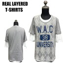 【閉店セール】アーガイルフェイクレイヤードTシャツ グレー メンズファッション キレイメ シンプル メンズカジュアル ネック メンズ ストレッチ アメカジ クー...