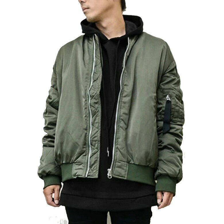 【閉店セール】中綿ジャケット メンズ MA-1 ビッグシルエット オーバーサイズ エムエーワン ブルゾン ゆったり フライトジャケット 無地 ボリューム アウター ホワイト ブラック ツートン クレイジーパターン モノトーン 白黒 M～Lサイズ 送料無料 大人カジュアル ビター系