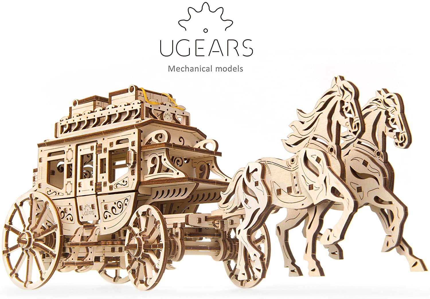 Ugears ユーギアーズ 駅馬車 70045 Stagecoach 木のおもちゃ 3D立体 パズル 知育 ウッドパズル 工作キット 木製 模型 キット 3Dパズル