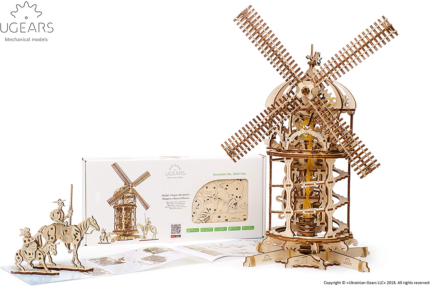 【公式】Ugears ユーギアーズ 風車 70055 Tower Windmill 木のおもちゃ 3D立体 パズル 知育 ウッドパズル 工作キット 木製 模型 キット 3Dパズル 父の日 プレゼント 60代 70代 80代