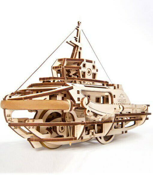 【公式】Ugears ユーギアーズ タグボート 70078 Tugboat 木製 ブロック DIY パズル 組立 想像力 創造力 おもちゃ　知育 ウッドパズル 3D 工作キット 木製 模型 キット 3Dパズル 父の日 プレゼント 60代 70代 80代