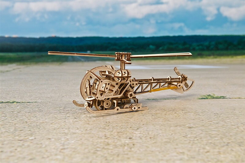 Ugears ユーギアーズ ミニヘリコプター 70225 Mini Helicopter 木製 ブロック DIY パズル 組立 想像力 創造力 おもちゃ 知育 ウッドパズル 3D 工作キット 木製 模型 キット 3Dパズル 父の日 プレゼント 60代 70代 80代 3