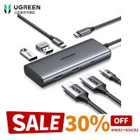 UGREEN Revodok 206 6 in 1 USB Cハブ 2*HDMI出力 ドッキングステーション 4K@60Hz 単一出力8K@30Hz 100W PD急速充電 5Gbps高速データ転送 USB A3.0*2 USB C3.0*1 MacBook M1/M2, XPS, ThinkPad, iPad Pro/Air, Surfaceに対応