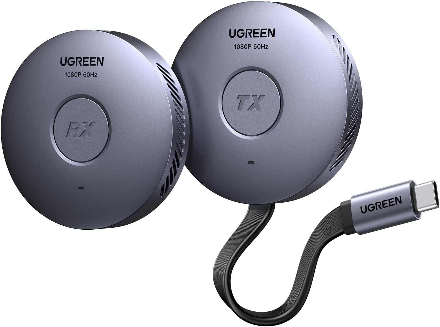 UGREEN マグネット式 ワイヤレスHDMI 送受信機セット 1080P@60Hz 最大50m無線伝送 USB-Cケーブル一体型
