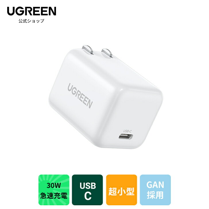 UGREEN AceCube 30W PD 充電器 USB-C 急速充電器 窒化ガリウム【 超小型 折畳式プラグ PD3.0/PPS/QC4 /SCP/FCP規格対応/PSE技術基準適合】タイプc 充電器 usb-c 電源アダプタ iPhone13シリーズ/GalaxyS22/MacBook Air/iPad Pro/iWatch/Switch