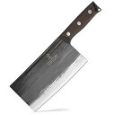 HIROSHI 高炭素鋼 手打ち鍛造料理庖丁 19cm 561g 中厚刃 骨切り中華包丁 キッチンナイフ 万能包丁 肉.野菜.魚.カボチャ .骨付きのカットに最...