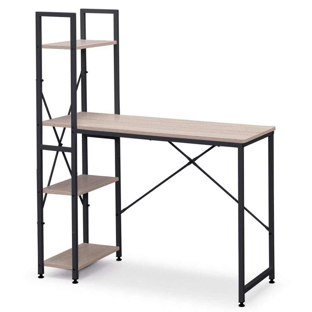 アイリスオーヤマ 机 デスク パソコンデスク PCデスク pcデスク ラック付き 勉強机 ワークデスク 1000×420 RDK1042 ライトナチュラル/ブラック