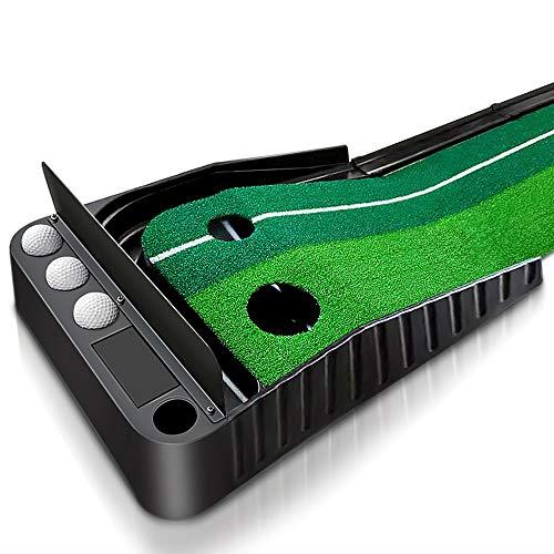Mibril パターマット ゴルフ練習パット ボール止め パッティングマット スイング練習 自動返球 人工芝 パター技術向上 折り畳み 収納しやすい(幅30cm×長さ3m，プレート付き)