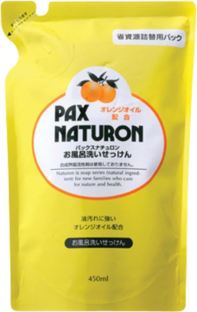 PAX NATURON(パックスナチュロン) お風呂洗いせっけん ( 詰め替え用 / オレンジの香り / 450ml ) 天然由来100% 無添加 お風呂洗剤 ( しっかり汚れを落とす / 泡スプレ ー用 ) 太陽油脂