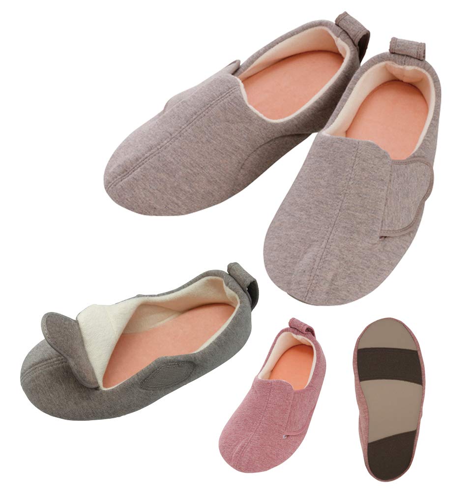 徳武産業 介護シューズ あゆみ スリットベルト 室内用 グレー LLサイズ(25.0-26.0cm) 足囲3E~7E相当 両足