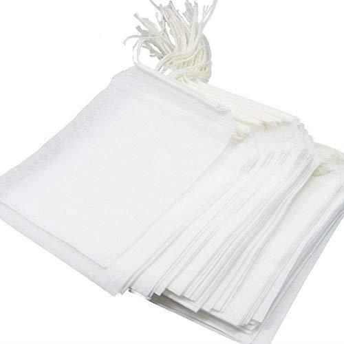 LUCKYBEE 使い捨て空の袋 5*7cm ラインティーバッグ不織布圧送 抽出空の ティーバッグ袋 ルースリーフティー＆コーヒー用 (100)