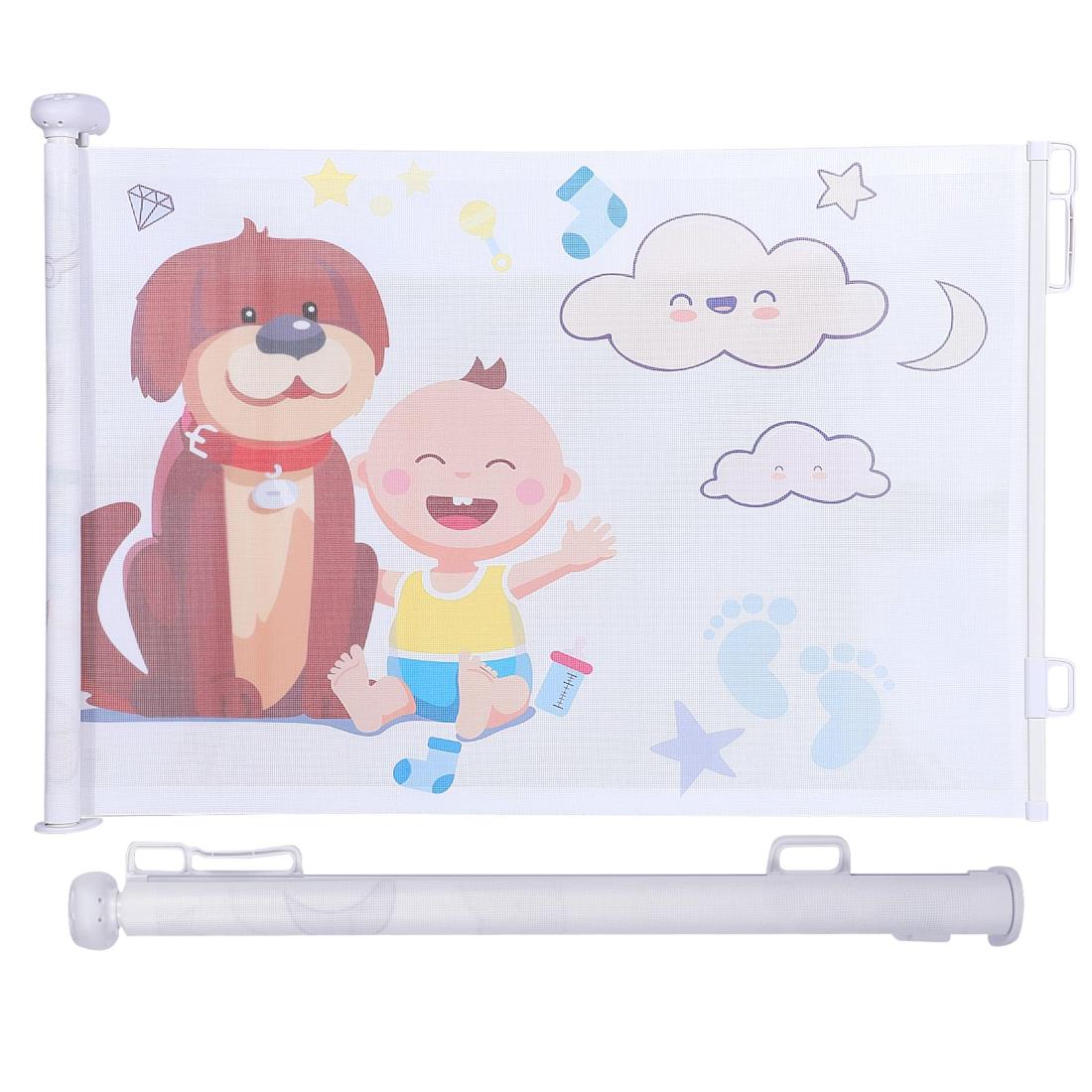 ITEFDTUTNE ベビーゲートロール式 階段上 ペットゲート 巻き取り式 赤ちゃん安全 100cm以上幅 子供セーフ 最大幅140cm 高さ89cm 出産祝い 室内 玄関 台所 ホワイト 犬図案
