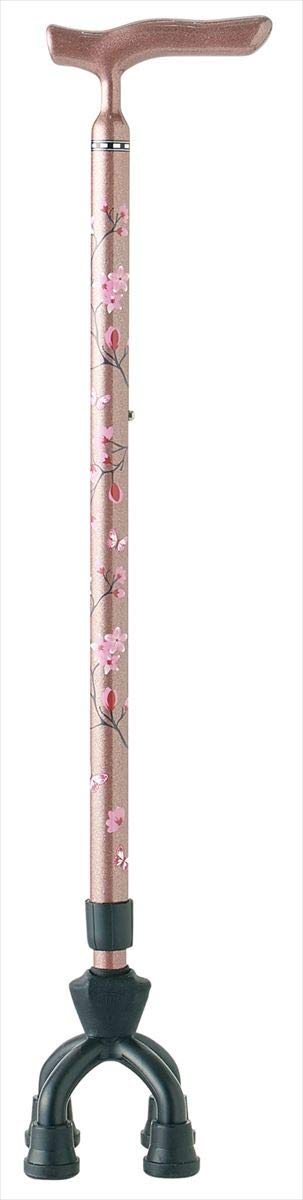 島製作所 アルミMIX四点可動式杖 スモールタイプ75MA 桜柄ローズピンク