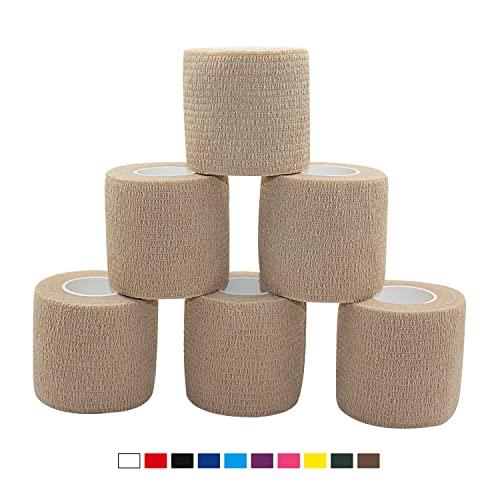 自己粘着性 伸縮包帯 弾性包帯 5cm*4.5m エラスチックバンデージ 6個セット