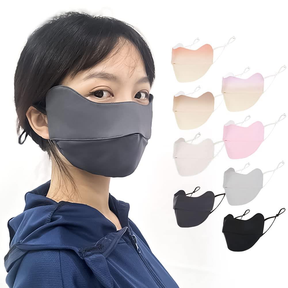 Besince スポーツマスク フェイスマスク UPF50+ UVカット紫外線対策 洗えるマスク 日焼け防止 日よけ ひんやり 接触冷感 冷感マスク 息苦しくない 速乾 男女兼用 フェイスカバー フェイスガード 洗える 立体形状(グレー)