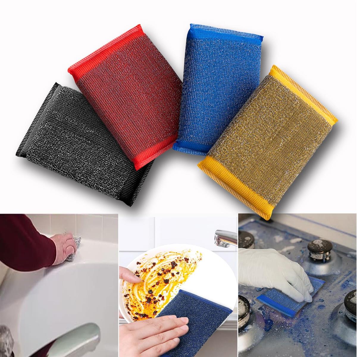 こげとりスポンジ食器洗い ステンレス磨き サビ落としたわしシンクスポンジ4個 ランダムな色