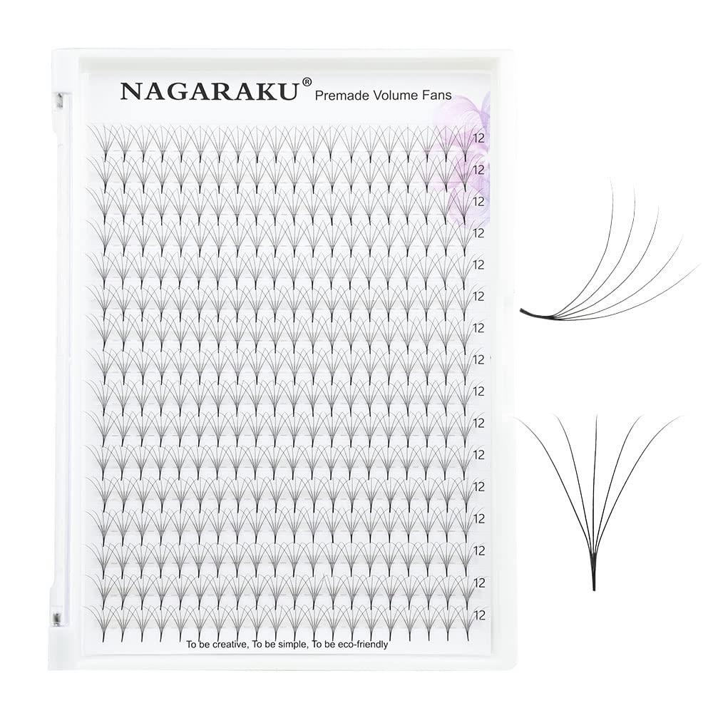 NAGARAKU プレメイド 5Dファン 5本束まつげエクステ 320束入 ボリュームラッシュ Cカール 長さ12mm ブラック