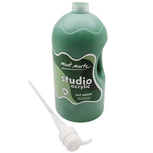 Mont Marte アクリル Sap Green 2リットル 2L ポンプ付き 速い乾燥 被覆力強い 学生や芸術家に向き Acrylic Paint