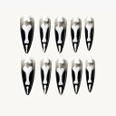 Sun&Beam Nails 手作り ネイルチップ ロング アーモンド スティレット つけ爪 ブラック ホワイト 夜光 蓄光 骨の指 ハロウィン デザイン おし...