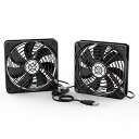 ELUTENG USBファン 12cm 2連 3段階風量調節 USB扇風機 冷却クーラー 強力 卓上 ミニファン 小型 送風機 PC 冷却ファン ボールベアリングモータ採用 5V 長時間稼働可 薄型 120mm 水槽/ルーター/PS4/PS3/PS2/Xbox (12cm)(2)