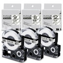 Airmall 互換品テプラテープ 透明 12mm 9mm 6mm ST12K ST9K ST6K 各1個汎用キングジム テプラPROテープ 3点 のテープセッ...