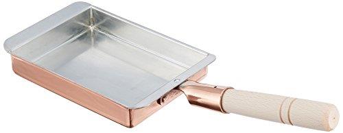 遠藤商事 TKG 卵焼きフライパン 13.5cm 銅の優れた熱伝導で卵が均一に加熱されふっくら美味しく ガス火専用 幅×奥行×深さ(内寸mm)135×180×30長方形 質量(kg)0.68 木製ハンドルで熱くなりにくい(取付必要) 業務用 日本 BTM04013