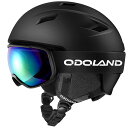 Odoland スキーヘルメ ットセット ゴーグル付き スノーボードヘルメ ット ダイヤル式サイズ調整 メガネ対応 ダブル球面レンズ 防風 曇り止め 耐衝撃 U...