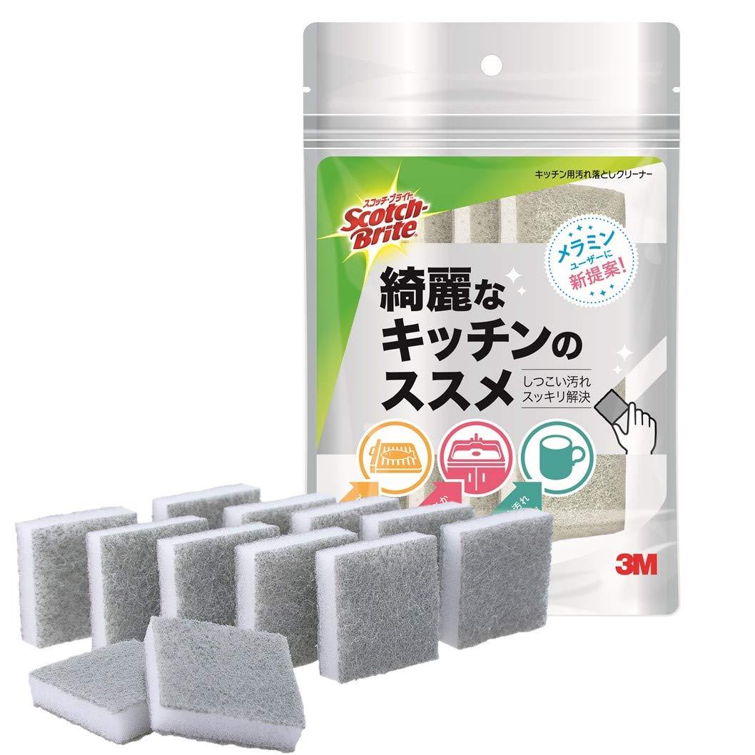 3M スポンジ 食器洗い シンク用 汚れ落としクリーナー メラミン代替 12個 スコッチブライト KYC-12-GY