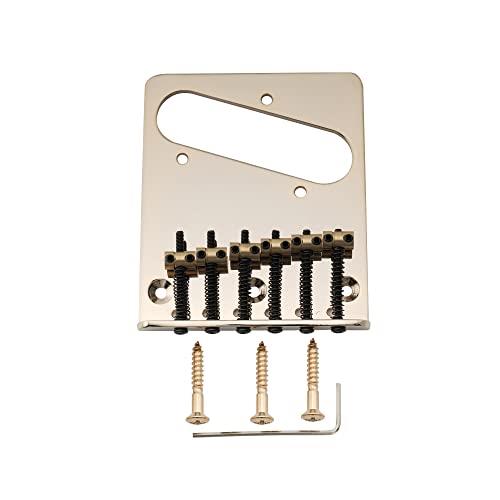 Musiclily Pro 10.8mm モダンスタイルテレキャスターブリッジ ブラス製6WAYサドル テレキャスタータイプエレキギター用、ゴールド