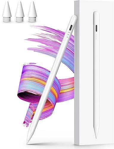 【2023年最新 13分超急速充電 バッテリー残量表示】MEKO iPad ペンシル iPad専用 タッチペン 傾き検知 磁気吸着 パームリジェクション機能 スタイラスペン Type-C充電式 超高精度 途切れなし iPad/iPad Air/iPad mini/iPad Pro 2018年以降iPadに対応 ペン先3枚付き ホワイト