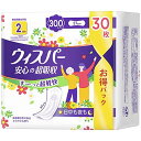ウィスパー 安心の超吸収 300cc 37cm 30枚 大容量 (女性用 尿もれパッド 尿とりパッド)【一気にくるモレも安心】