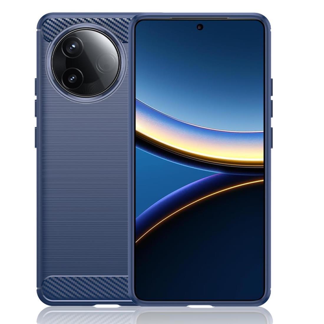 YEZHU 適用対象 Xiaomi POCO F7 Pro ケース 炭素繊維カバー 品質TPU ケース 保護 軽量 弾力性付き衝撃吸収バンパーXiaomi POCO F7 Pro 專用スマホケース(ブルー)