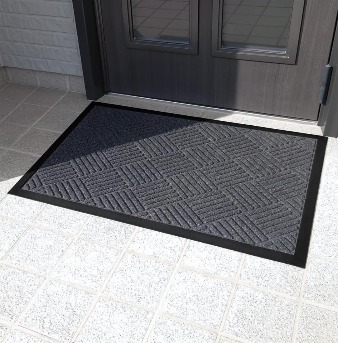 CORFEEL 玄関マット ドアマット 泥落としマット 屋内 屋外 業務用 家庭用 (60x90cm, グレー)