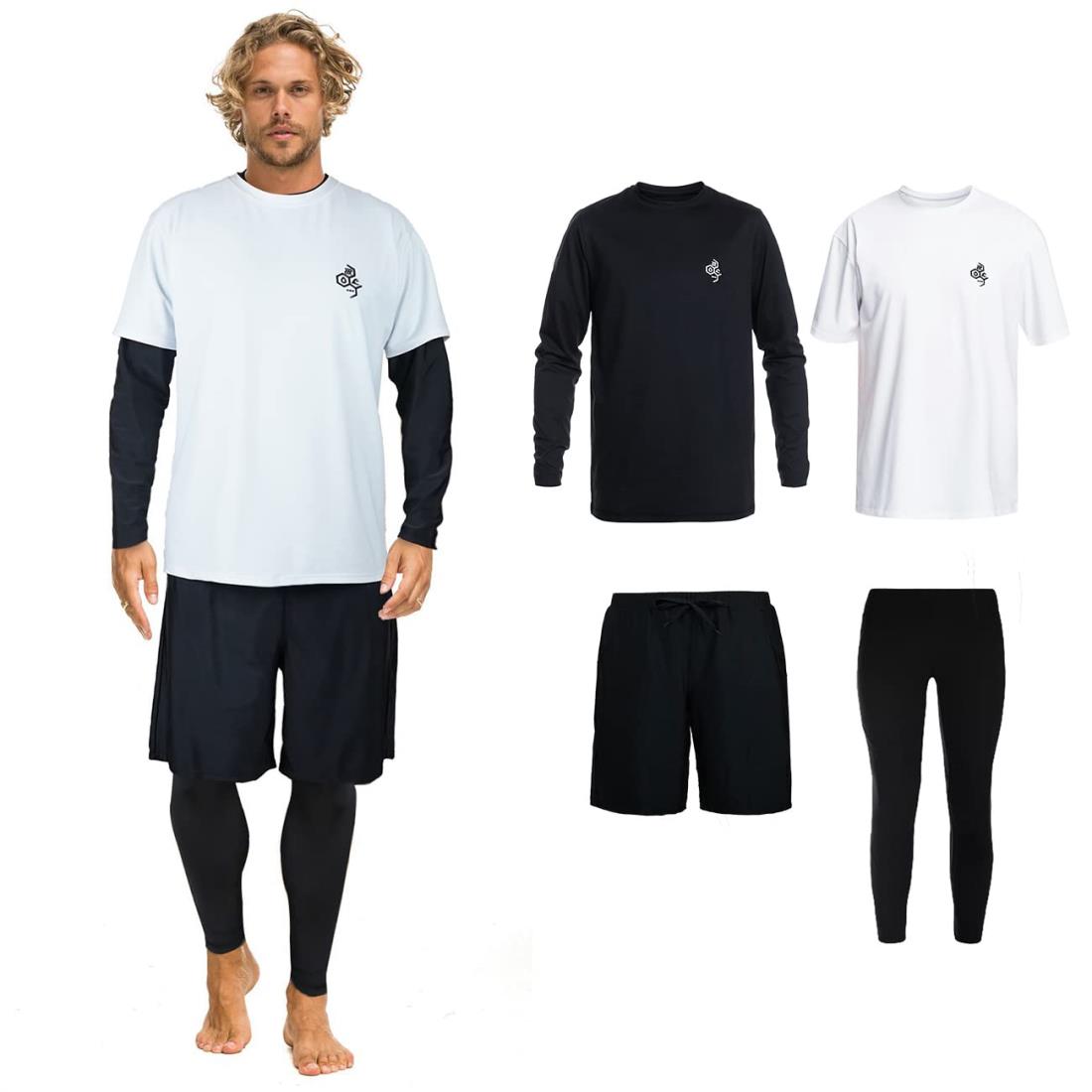 【ARMOTO】ラッシュガード メンズ 水着 長袖 パーカー レギンス サーフパンツ フィットネス 豪華四点セ..