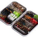 Bassdash (バスダッシュ) フライセット 釣り 防水ケース入り 64本セット フライフィッシング用 毛ばり 渓流 テンカラ トラウト釣りに(4)