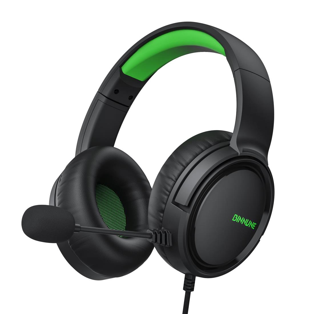 BINNUNE ゲーミングヘッドセット マイク付き ps5 ヘッドセット 3.5mm有線 xboxヘッドセット ミュート機能付き ゲーミングヘッドホン 50MMドライバー低遅延 軽量 ノイズキャンセリング マイク FPS ゲーム用 ヘッドフォン PC ps5 ps4 xbox switch対応